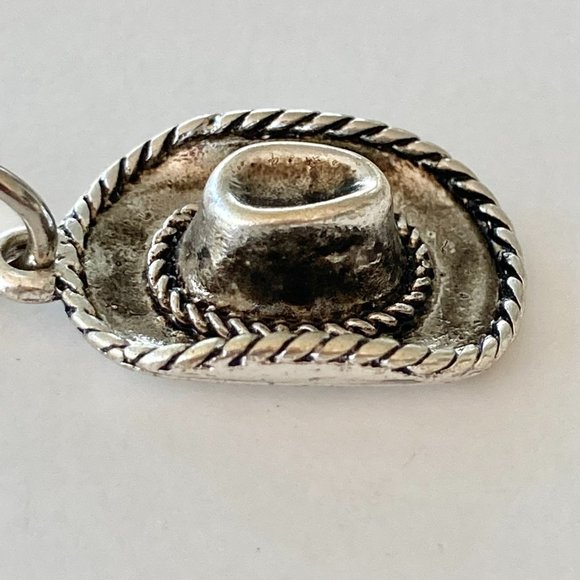 Cowboy Hat Charm Silver Plated Clip On Zipper Pull Purse Charm Country Western - Picture 3 of 10